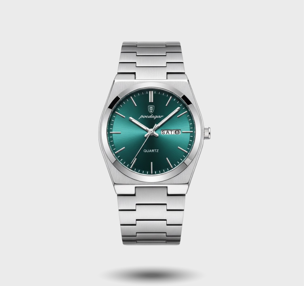 Relógio Masculino de Luxo em Aço Inoxidável com Calendário Semanal e Visor Luminoso + Box Exclusivo 