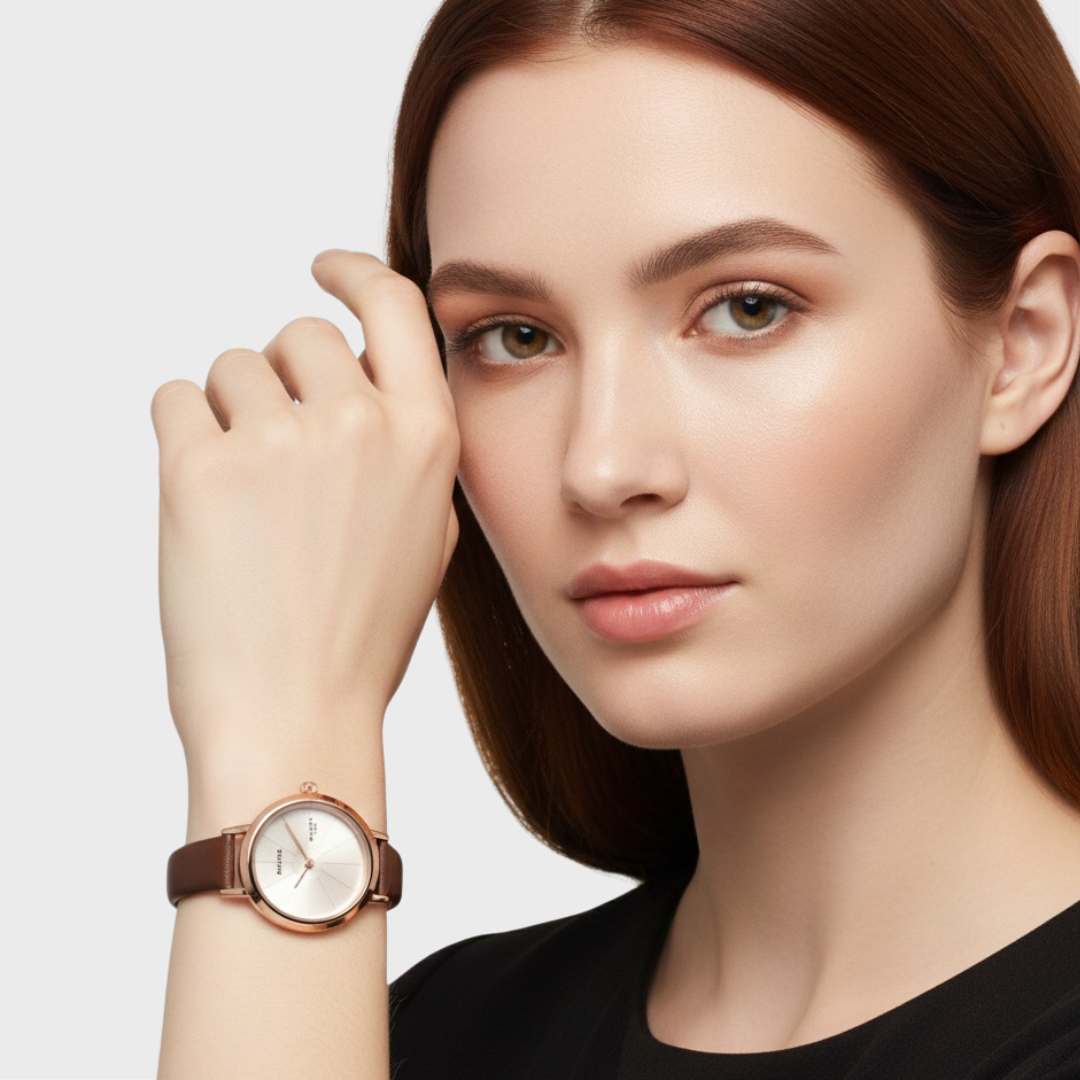 Korea Élégance — Relógio Feminino de Luxo com Mostrador Pequeno, Pulseira em Couro e Movimento Quartzo