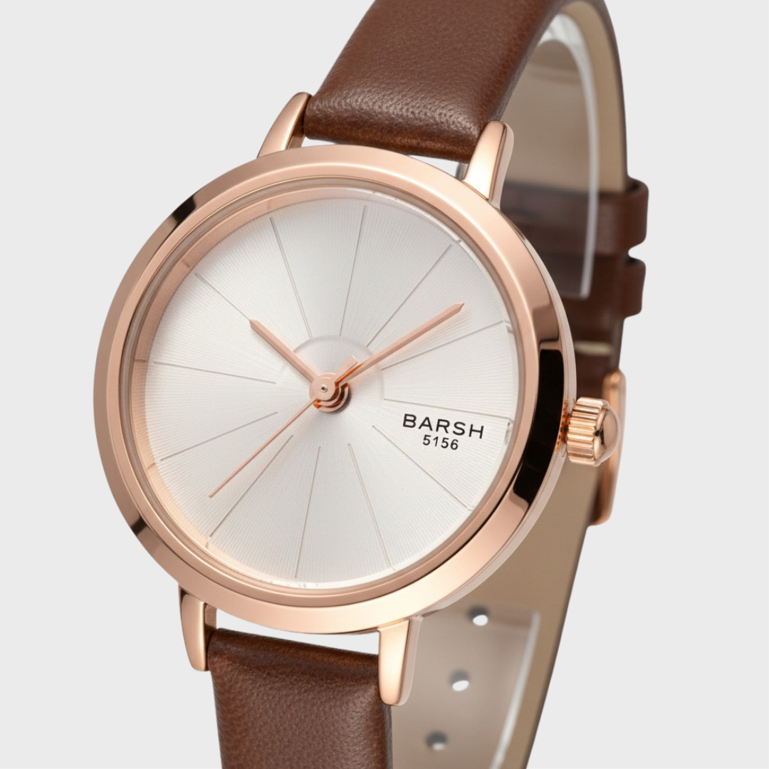 Korea Élégance — Relógio Feminino de Luxo com Mostrador Pequeno, Pulseira em Couro e Movimento Quartzo