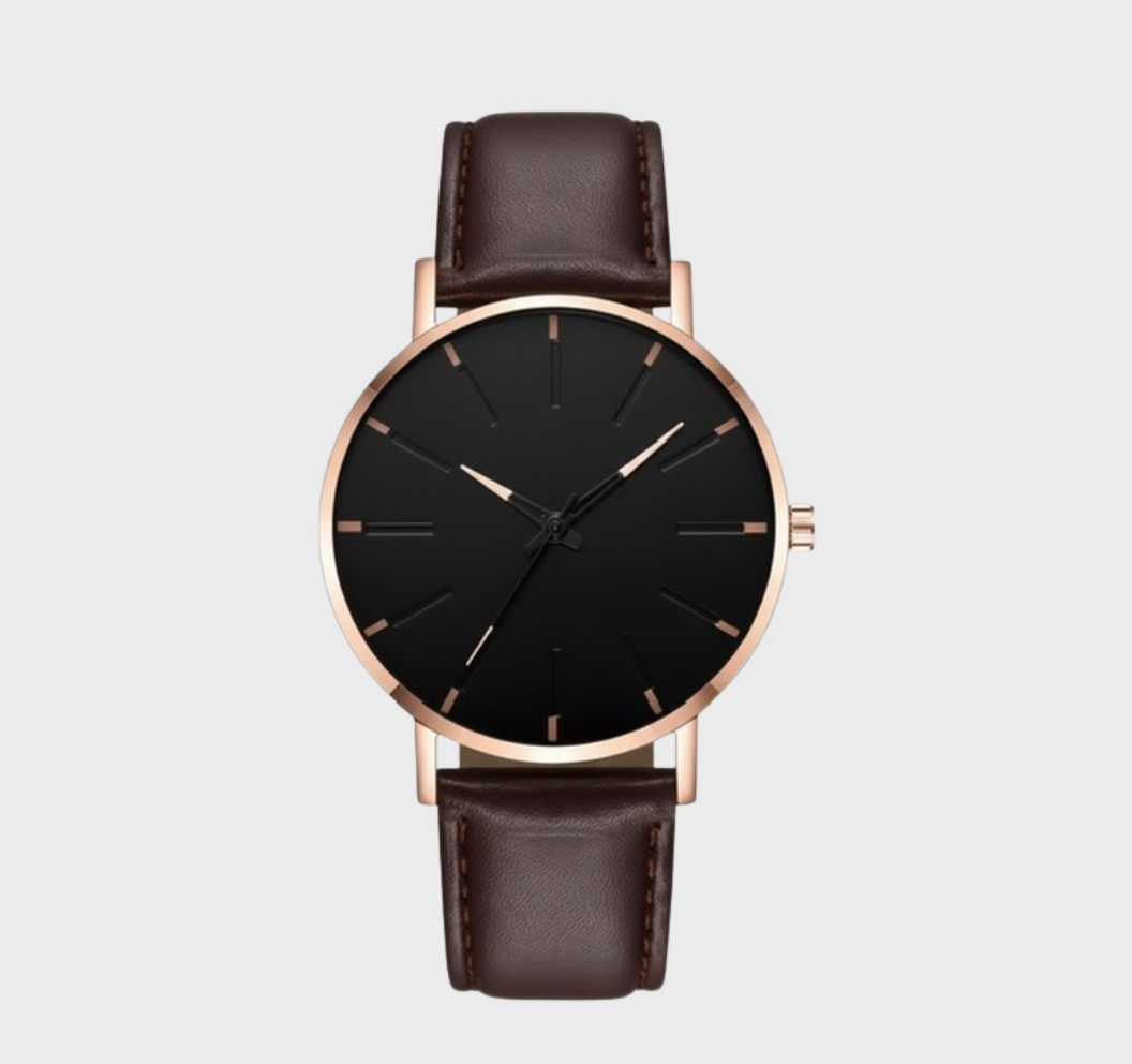 lite Slim Prestige — Relógio Masculino Ultrafino de Luxo com Movimento Quartzo, Pulseira em Couro e Design Executivo