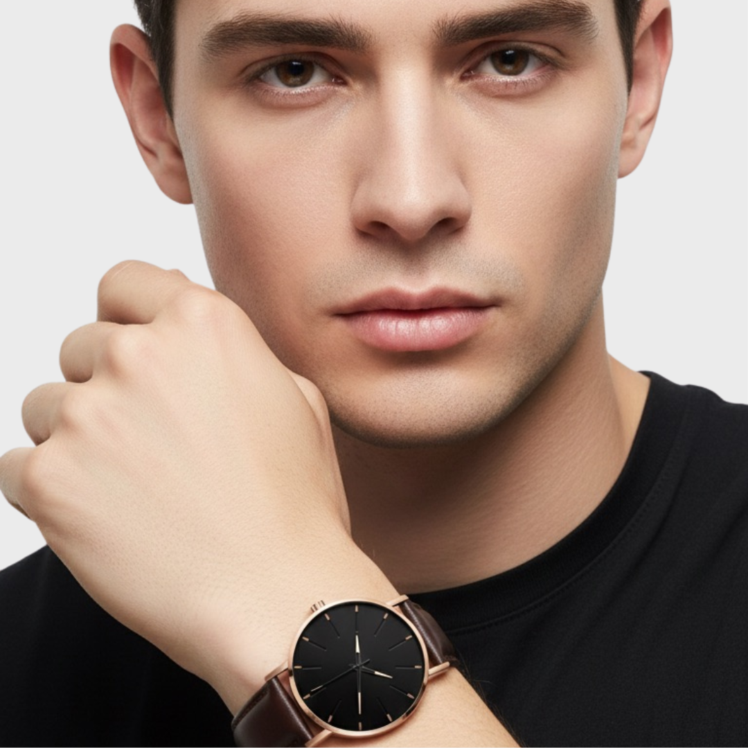 lite Slim Prestige — Relógio Masculino Ultrafino de Luxo com Movimento Quartzo, Pulseira em Couro e Design Executivo